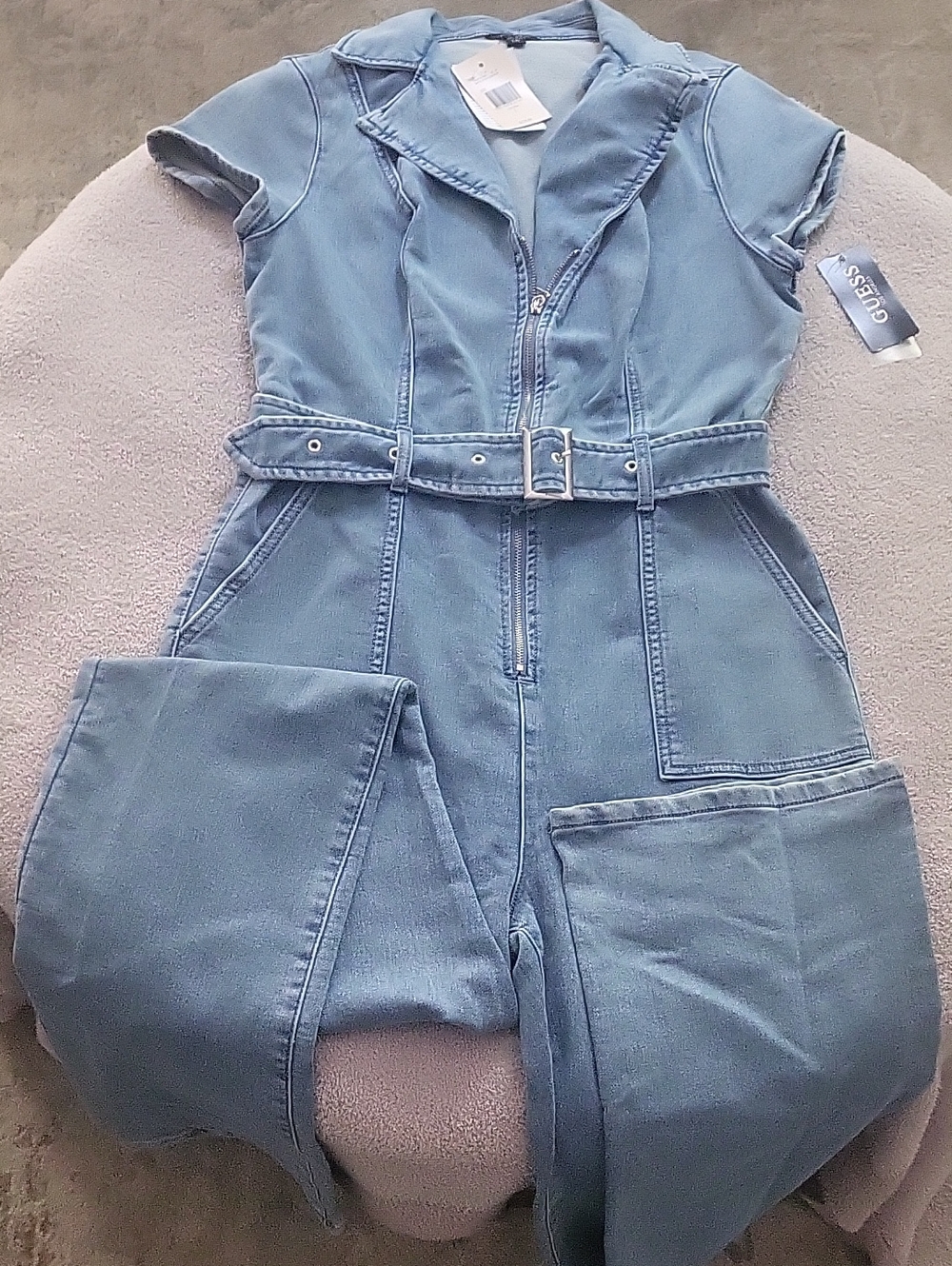 NWT GUESS Light Blue Denim Belted Women’s Jumpsuit